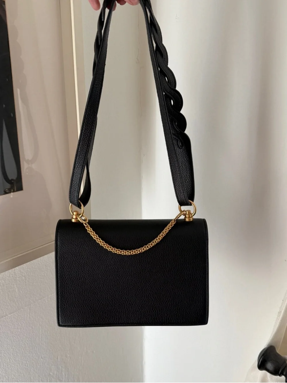 Tory Burch Miller Shoulder Bag Natural Grain Leather with Braided Strap & Chain - Picture 8 of 8